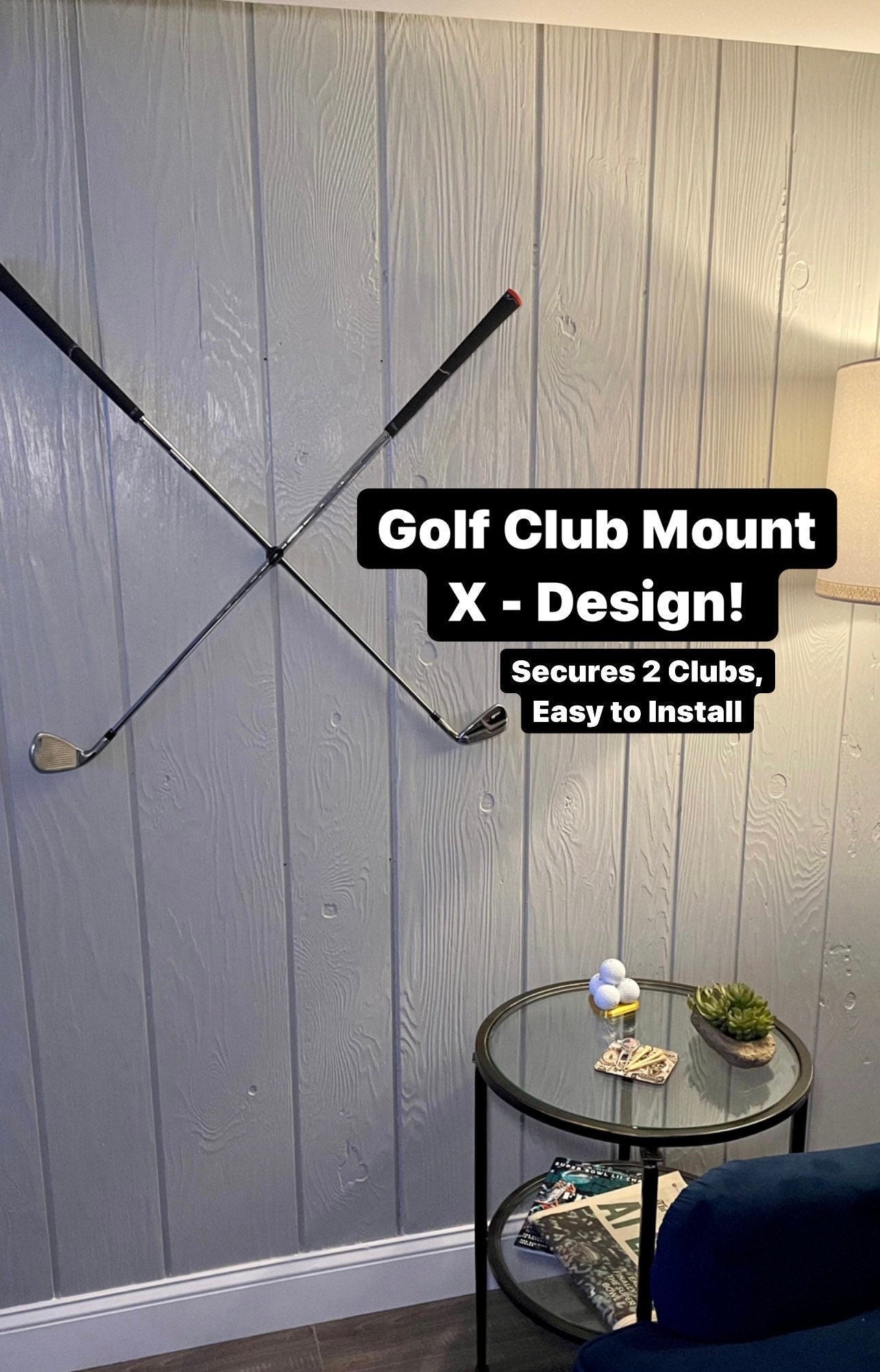 Dual Golf Club Wall Mount Bracket / X Pattern / 11mm or 17mm / Perfect for Irons, Drivers, Wedges or Putters / Display your favorite clubs
