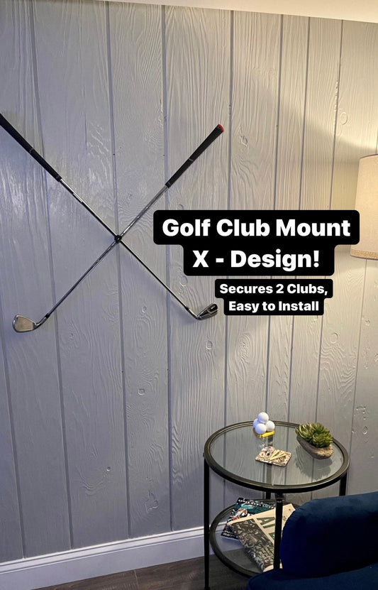 Dual Golf Club Wall Mount Bracket / X Pattern / 11mm or 17mm / Perfect for Irons, Drivers, Wedges or Putters / Display your favorite clubs