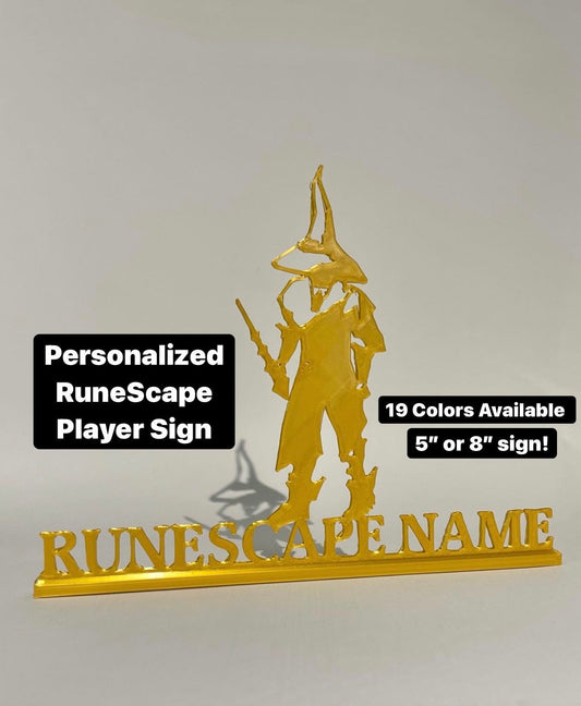 Personalized RuneScape Player Name Sign - Mage Gear with Ancestral Robes, Kodai Wand and Eternal Boots / Great Gift for Gamers! / 20+ Colors
