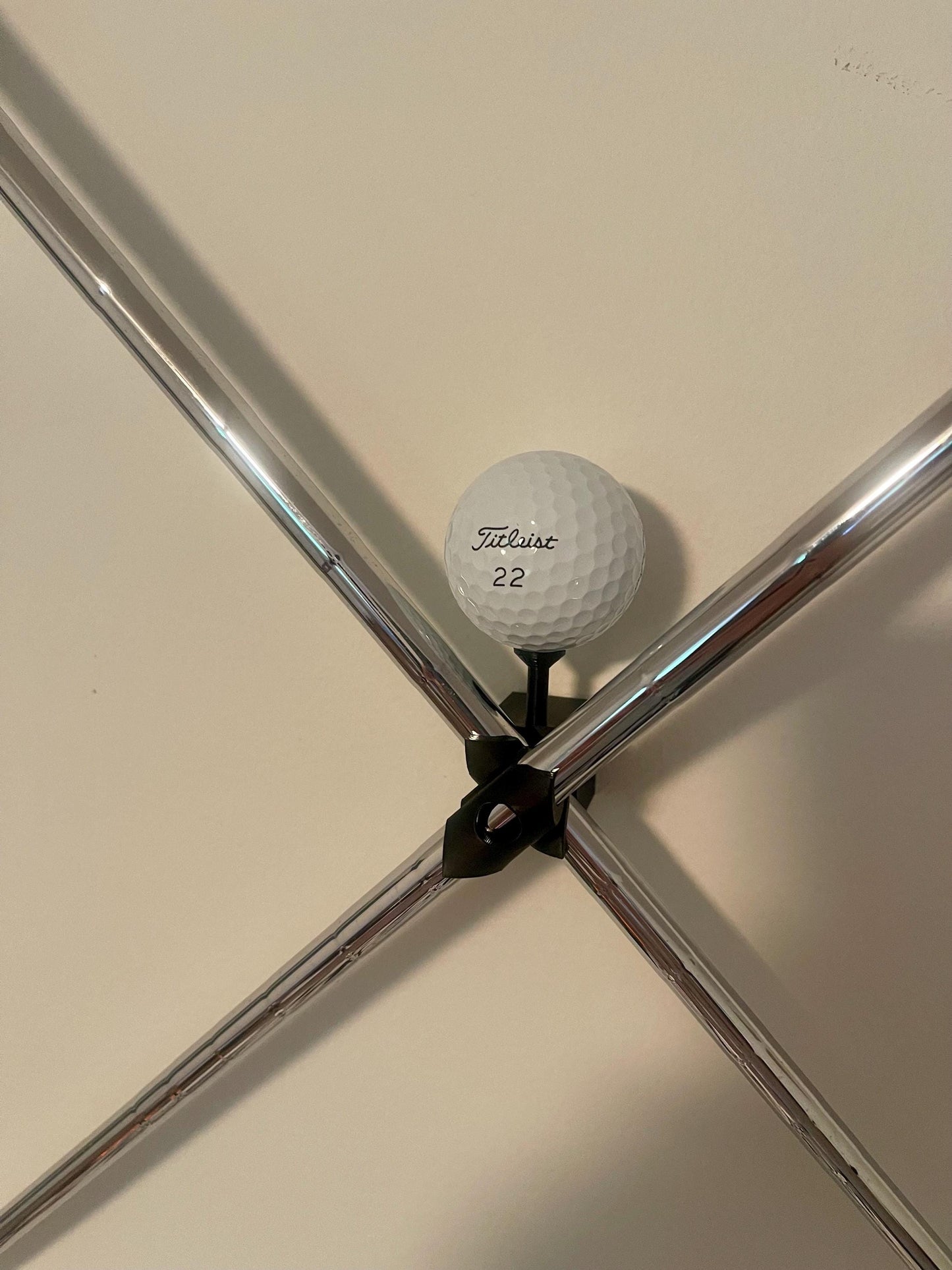 Dual Golf Club Wall Mount Bracket with Tee Holder for Golf Ball / X Pattern / 11mm or 17mm / Perfect for any club! / Display your clubs!